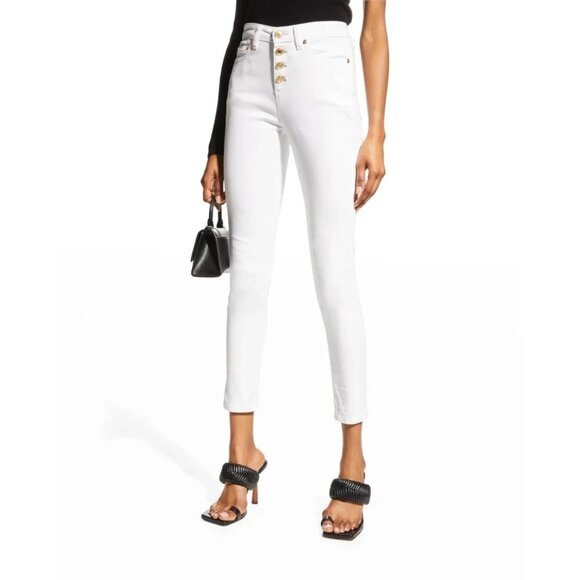Michael Kors Izzy Roll-Hem Denim Skinny Jeans White Size 10 MSRP $110 - Picture 1 of 6